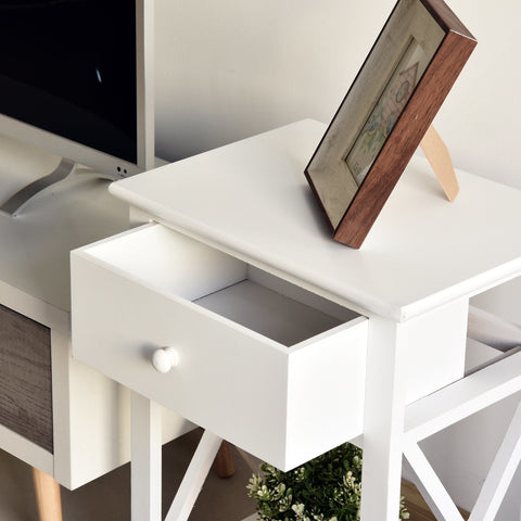 Rootz Bedside Table - White - Wood, Manufactured Wood - 15.74 cm x 11.81 cm x 21.65 cm