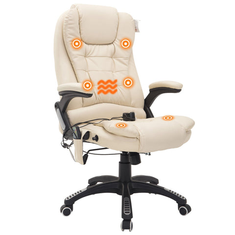 Rootz Office Swivel Chair - Crème - Leer, Pvc - 24,41 cm x 26,77 cm x 47,64 cm