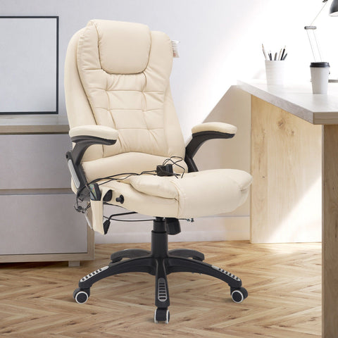 Rootz Office Swivel Chair - Crème - Leer, Pvc - 24,41 cm x 26,77 cm x 47,64 cm