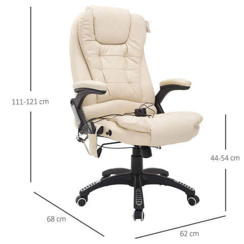 Rootz Office Swivel Chair - Crème - Leer, Pvc - 24,41 cm x 26,77 cm x 47,64 cm
