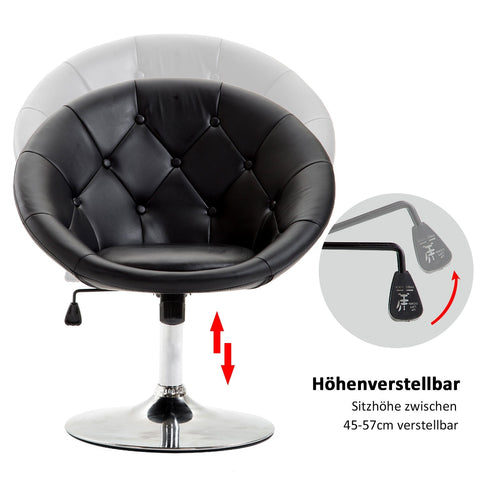 Rootz Swivel Chair - Black - Steel, Sponge, Pu - 26.77 cm x 23.22 cm x 31.49 cm