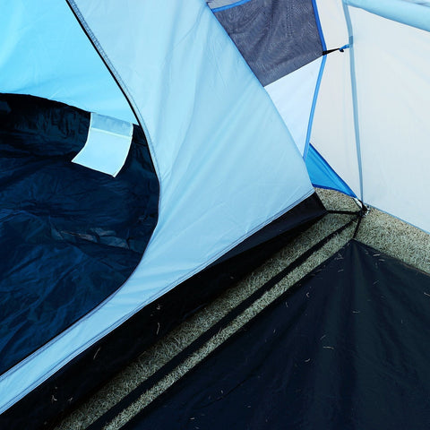 Rootz Campingzelt – Blau, Weiß – Taft, Fiberglas – 181,1 cm x 90,55 cm x 76,77 cm