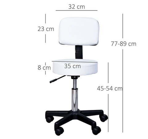 Rootz Roll Kruk - Wit - Pu - cm x 12,59 cm x 9,05 cm