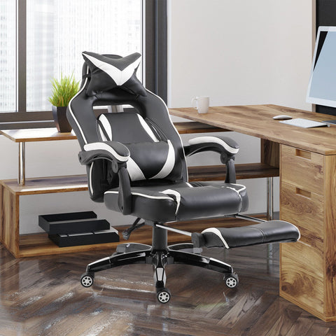 Rootz Executive Gaming Chair - White, Black - Synthetic, Metal - 27.55 cm x 25.59 cm x 45.27 cm