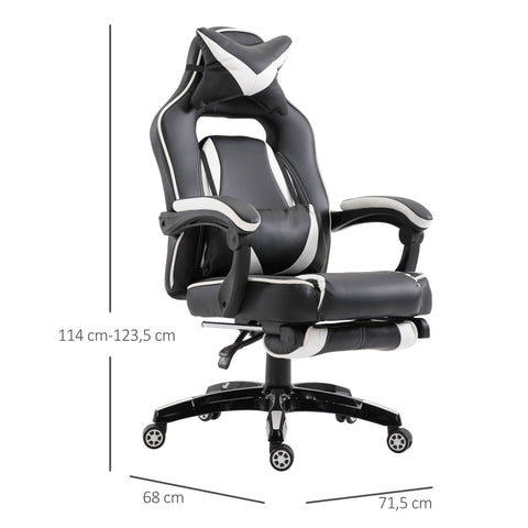 Rootz Executive Gaming Chair - White, Black - Synthetic, Metal - 27.55 cm x 25.59 cm x 45.27 cm
