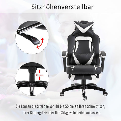 Rootz Executive Gaming Chair - White, Black - Synthetic, Metal - 27.55 cm x 25.59 cm x 45.27 cm