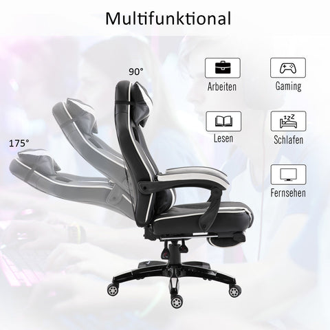 Rootz Executive Gaming Chair - White, Black - Synthetic, Metal - 27.55 cm x 25.59 cm x 45.27 cm