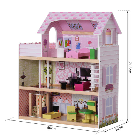 Rootz Dollhouse - Roze - - 23,62 cm x 11,81 cm x 28,14 cm