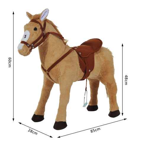 Rootz Riding Horse - Beige - Plush, Metal, Pp Cotton - 33.46 cm x 11.02 cm x 23.62 cm