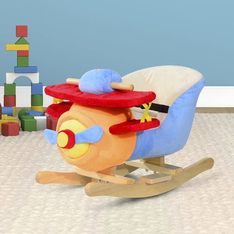 Rootz Rocking Plane - Blue, Red, Orange - Alamo, Wood - 23.62cm x 12.99cm x 17.71cm