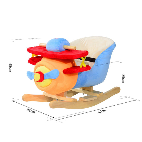 Rootz Rocking Plane - Blue, Red, Orange - Alamo, Wood - 23.62cm x 12.99cm x 17.71cm