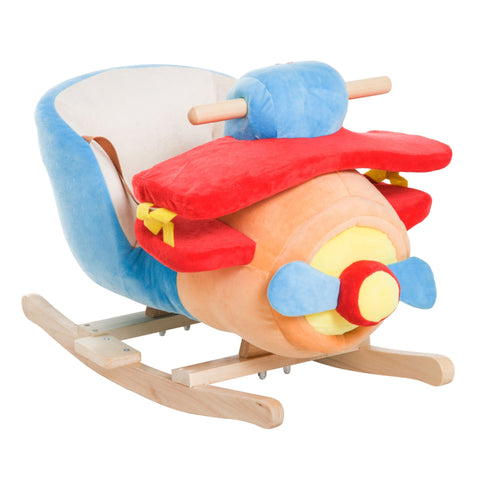 Rootz Rocking Plane - Blue, Red, Orange - Alamo, Wood - 23.62cm x 12.99cm x 17.71cm