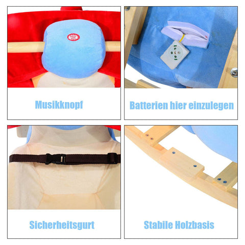 Rootz Rocking Plane - Blue, Red, Orange - Alamo, Wood - 23.62cm x 12.99cm x 17.71cm