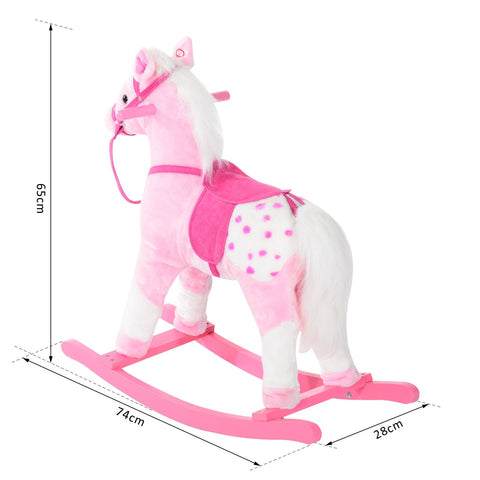 Rootz Children's rocking horse - Pink - Plush, Poplar - 29.13 cm x 11,024 cm x 25.59 cm