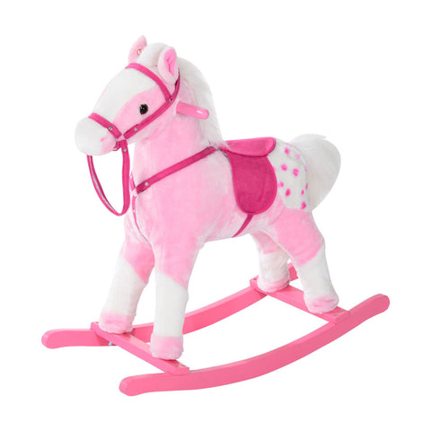 Rootz Children's rocking horse - Pink - Plush, Poplar - 29.13 cm x 11,024 cm x 25.59 cm