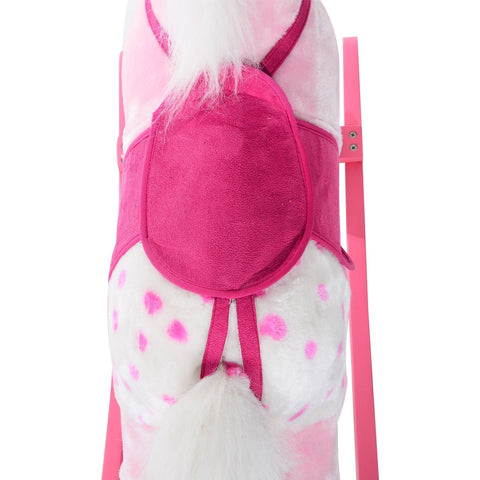 Rootz Children's rocking horse - Pink - Plush, Poplar - 29.13 cm x 11,024 cm x 25.59 cm