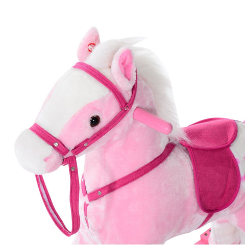Rootz Children's rocking horse - Pink - Plush, Poplar - 29.13 cm x 11,024 cm x 25.59 cm