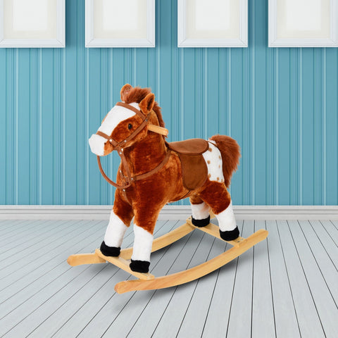 Rootz Children Rocking Horse - Brown - Plush, Poplar - 29.13 cm x 11.02 cm x 25.6 cm