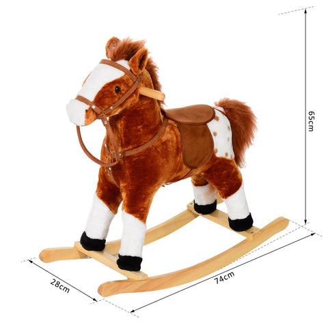 Rootz Children Rocking Horse - Brown - Plush, Poplar - 29.13 cm x 11.02 cm x 25.6 cm