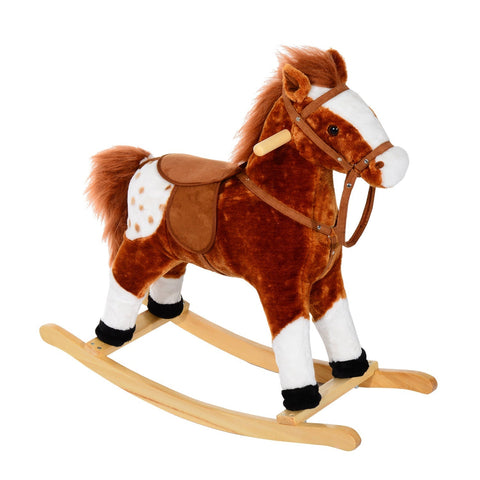 Rootz Children Rocking Horse - Brown - Plush, Poplar - 29.13 cm x 11.02 cm x 25.6 cm