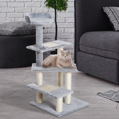 Rootz Gallon Jug Scratching Post Cat Tree - Biege, Gray - Chipboard, Plush, Sisal - 18.9 cm x 18.9 cm x 39.17 cm