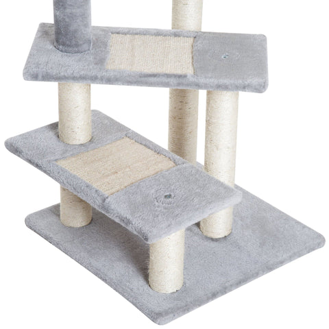 Rootz Gallon Jug Scratching Post Cat Tree - Biege, Gray - Chipboard, Plush, Sisal - 18.9 cm x 18.9 cm x 39.17 cm