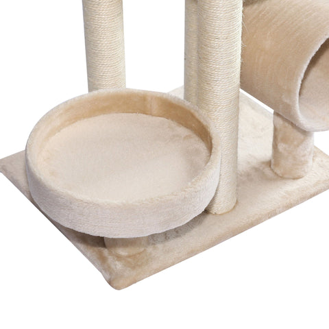 Rootz Scratching Post Cat Tree - Beige - Chipboard, Fibre, Plush - 19.68 cm x 15.74 cm x 41.33 cm