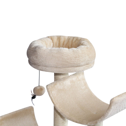 Rootz Scratching Post Cat Tree - Beige - Chipboard, Fibre, Plush - 19.68 cm x 15.74 cm x 41.33 cm