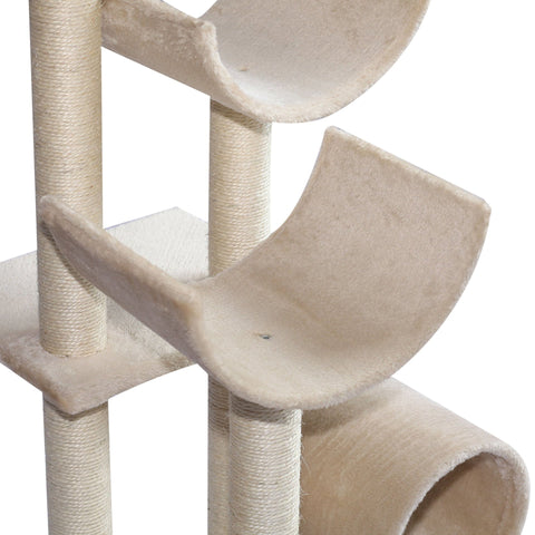 Rootz Scratching Post Cat Tree - Beige - Chipboard, Fibre, Plush - 19.68 cm x 15.74 cm x 41.33 cm