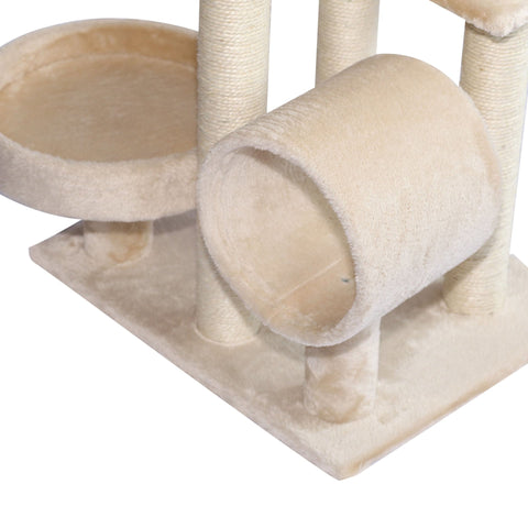 Rootz Scratching Post Cat Tree - Beige - Chipboard, Fibre, Plush - 19.68 cm x 15.74 cm x 41.33 cm