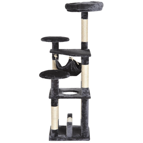 Rootz Scratching Post Cat Tree - Gray - Chipboard, Fibre, Plush - 15.74 cm x 15.74 cm x 51.96 cm