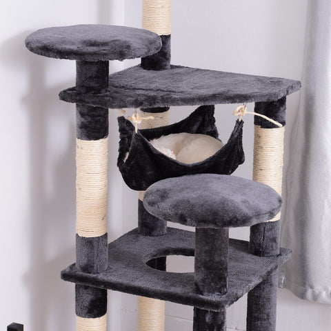 Rootz Scratching Post Cat Tree - Gray - Chipboard, Fibre, Plush - 15.74 cm x 15.74 cm x 51.96 cm