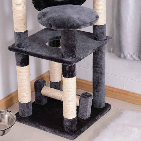 Rootz Scratching Post Cat Tree - Gray - Chipboard, Fibre, Plush - 15.74 cm x 15.74 cm x 51.96 cm