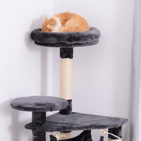 Rootz Scratching Post Cat Tree - Gray - Chipboard, Fibre, Plush - 15.74 cm x 15.74 cm x 51.96 cm