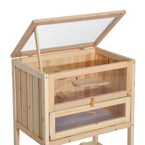 Rootz Small Animal Cage - Brown - Wood, Plexiglass, Metal - 23.62 cm x 15.74 cm x 31.49 cm