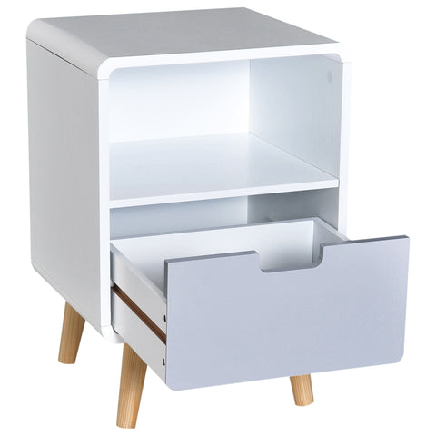 Rootz Bedside Table - White, Gray - Engineered Wood, Wood - 15.74 cm x 14.96 cm x 22.83 cm
