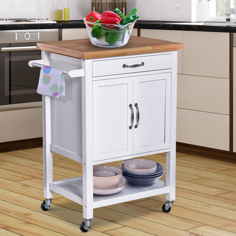 Rootz Serving Trolley Kitchen - White - Engineered Wood, Rubber, Wood - 17.91 cm x 12.79 cm x 2.4 cm