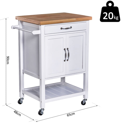 Rootz Serving Trolley Kitchen - White - Engineered Wood, Rubber, Wood - 17.91 cm x 12.79 cm x 2.4 cm