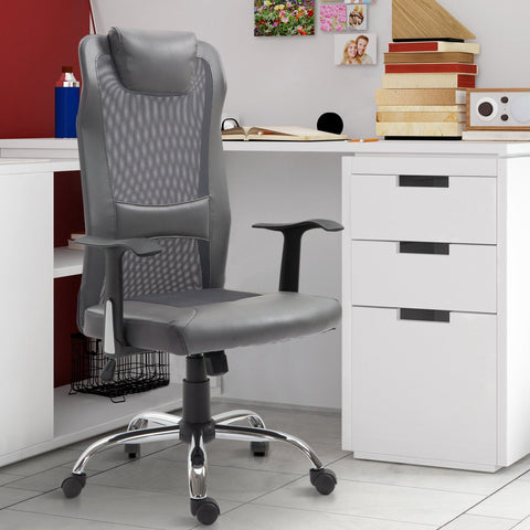 Rootz Office chair Executive - Gray - Foam, Leather, Metal - 25.59 cm x 23.94 cm x 48.03 cm