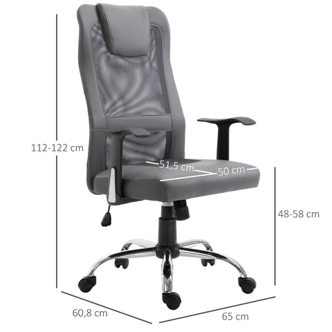 Rootz Office chair Executive - Gray - Foam, Leather, Metal - 25.59 cm x 23.94 cm x 48.03 cm