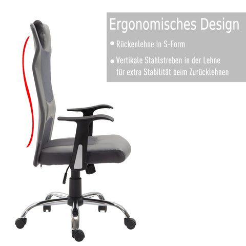 Rootz Office chair Executive - Gray - Foam, Leather, Metal - 25.59 cm x 23.94 cm x 48.03 cm