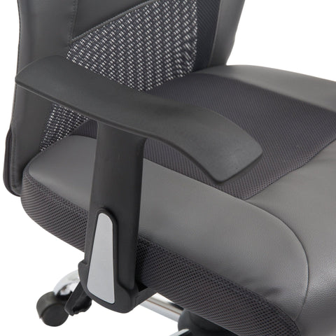 Rootz Office chair Executive - Gray - Foam, Leather, Metal - 25.59 cm x 23.94 cm x 48.03 cm