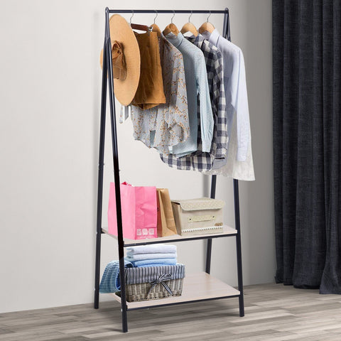 Rootz Clothes Rack - Black - Engineered Wood, Steel - 25.19 cm x 16.73 cm x 58.66 cm