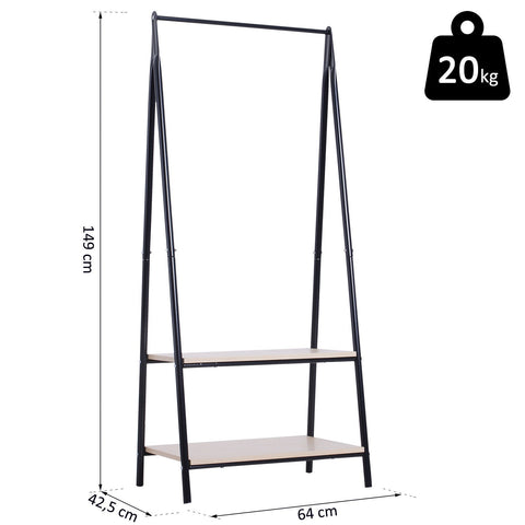 Rootz Clothes Rack - Black - Engineered Wood, Steel - 25.19 cm x 16.73 cm x 58.66 cm