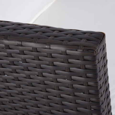 Rootz 3-teilige Gartenmöbel – Braun, Weiß – Polyrattan, Metall, Polyester – 63,78 cm x 25,59 cm x 33,86 cm