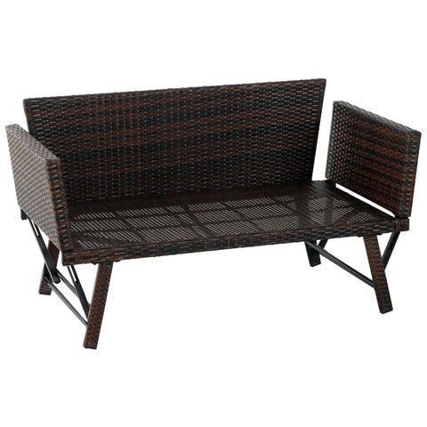 Rootz 2-seater garden sofa - Brown, Beige - Steel, Polyrattan, Polyester - 50.78 cm x 25.98 cm x 26.37 cm
