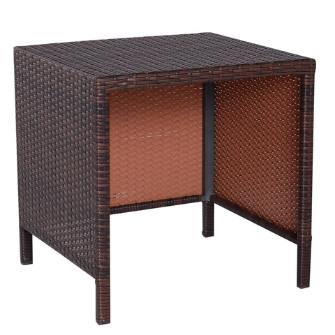 Rootz Side Table Set - Brown - Metal, Pe, Rattan - 15.74 cm x 15.74 cm x 15.74 cm