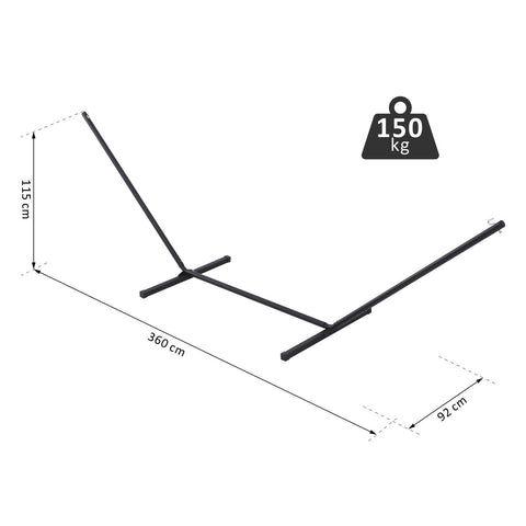 Rootz Hammock Stand - Black - Metal - 141.73 cm x 36.22 cm x 45.27 cm