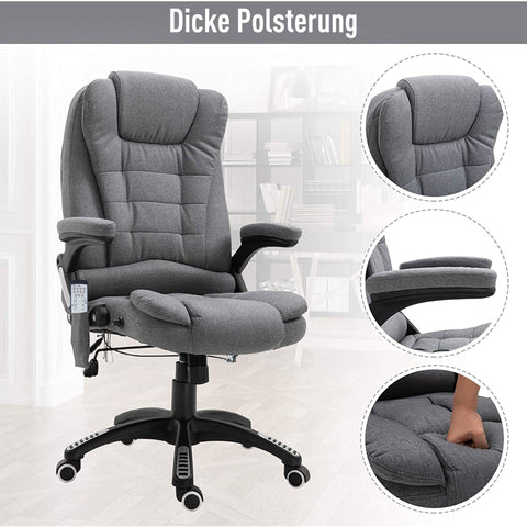 Rootz Executive Chair - Gray - Linen, Foam, Nylon - 26.38 cm x 26.38 cm x 49.6 cm