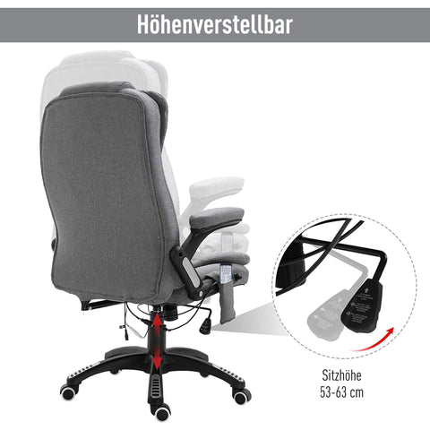 Rootz Executive Chair - Gray - Linen, Foam, Nylon - 26.38 cm x 26.38 cm x 49.6 cm